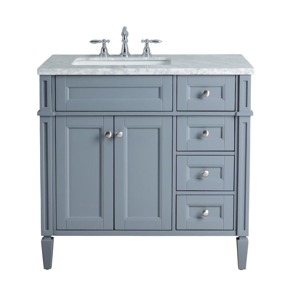 36 Bathroom Vanity Top
 stufurhome Anastasia French 36 in Grey Single Sink