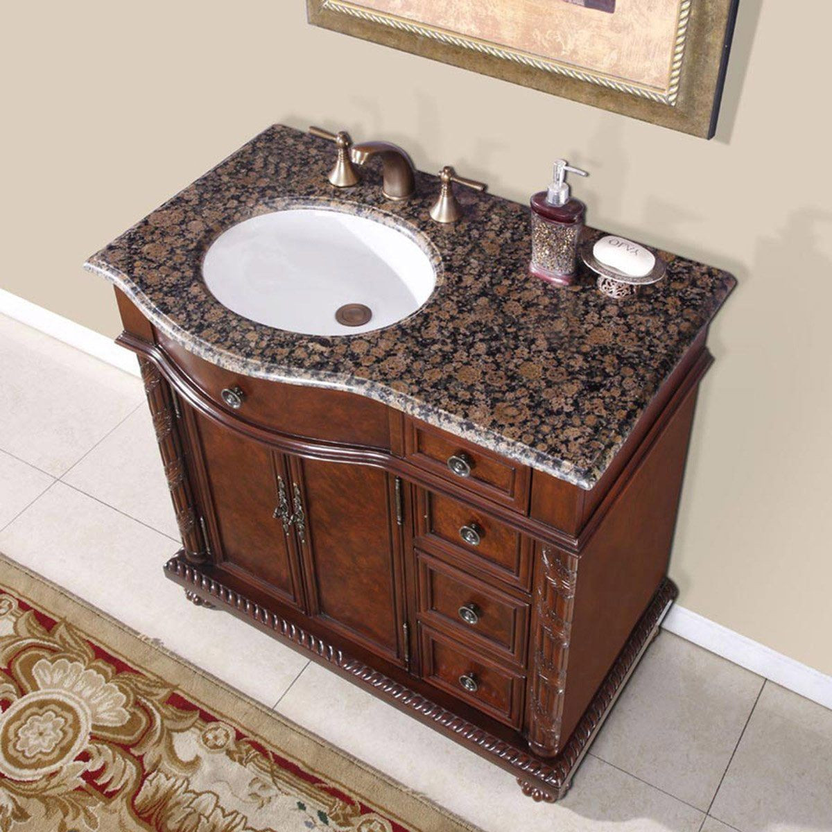 36 Bathroom Vanity Top
 36" Single Bathroom Vanity Cherry with Round Sink