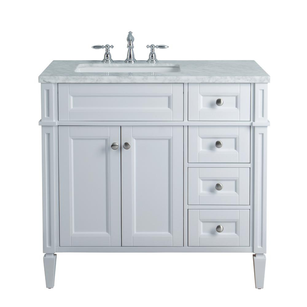 36 Bathroom Vanity Top
 Stufurhome Anastasia French 36 in White Single Sink