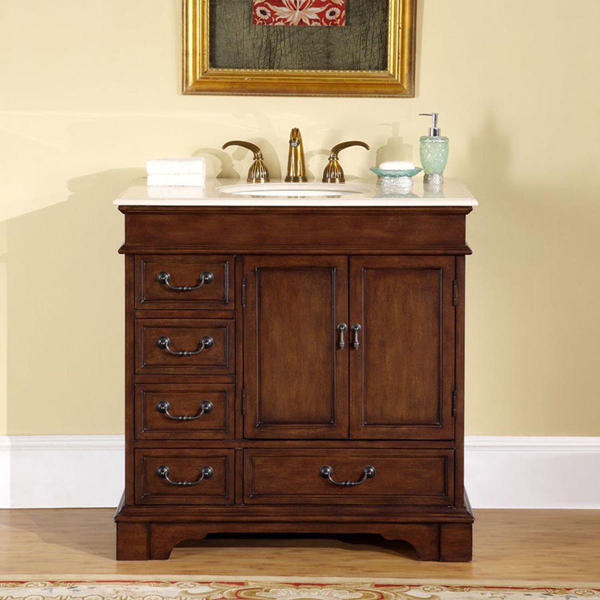 36 Bathroom Vanity Top
 36" Transitional Single Bathroom Vanity Cherry