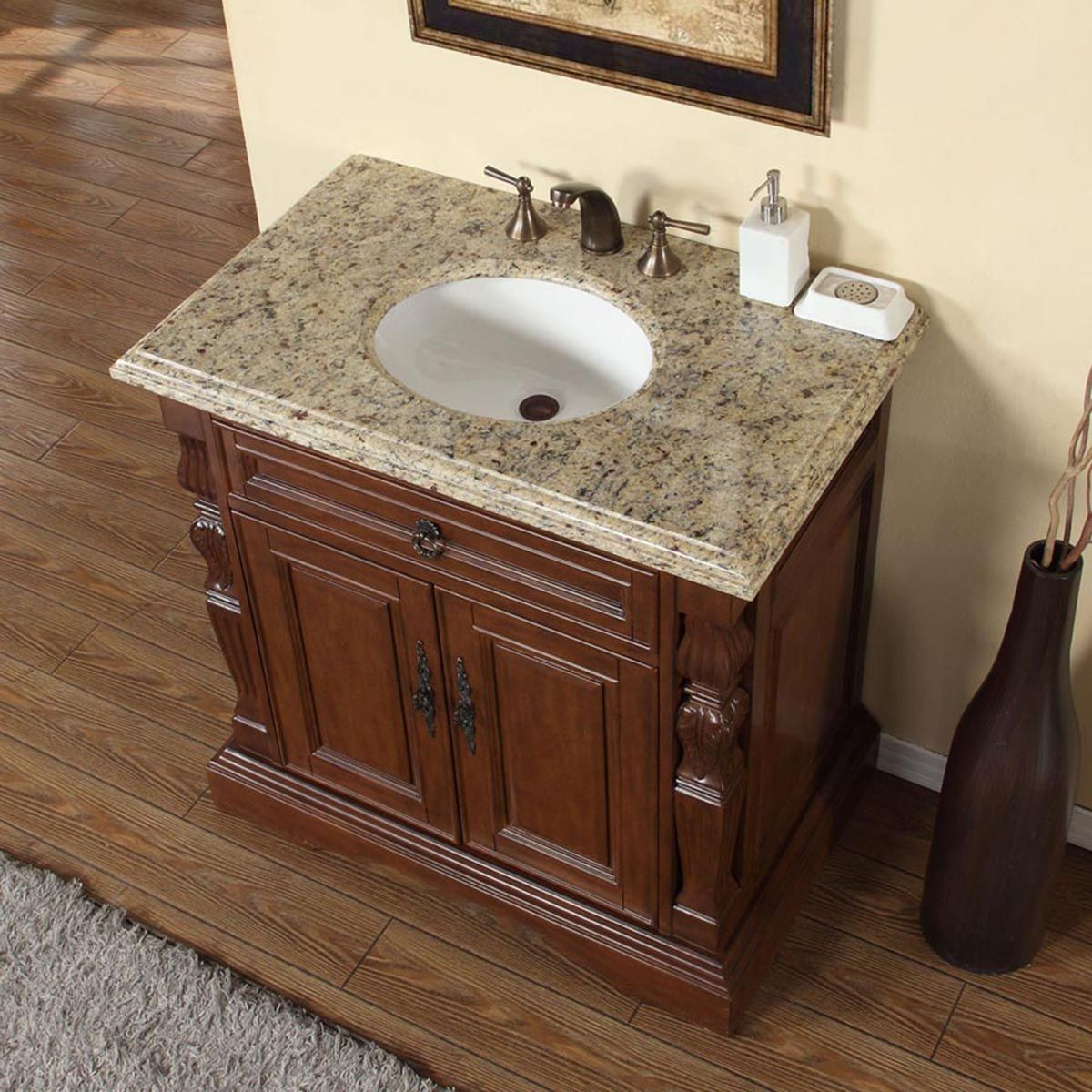 36 Bathroom Vanity Top
 36" Single Bathroom Vanity with Round Sink Cherry