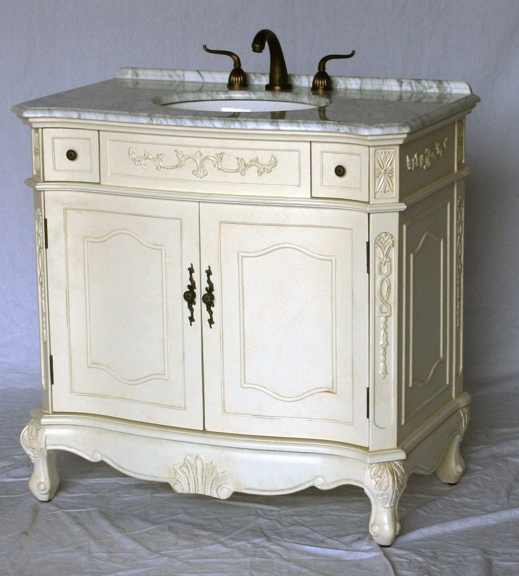 36 Bathroom Vanity Top
 36 inch Bathroom Vanity Antique White Color Carrara Marble