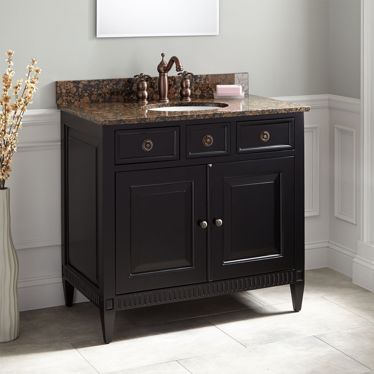 36 Bathroom Vanity With Sink
 36" Hawkins Mahogany Vanity for Undermount Sink Black