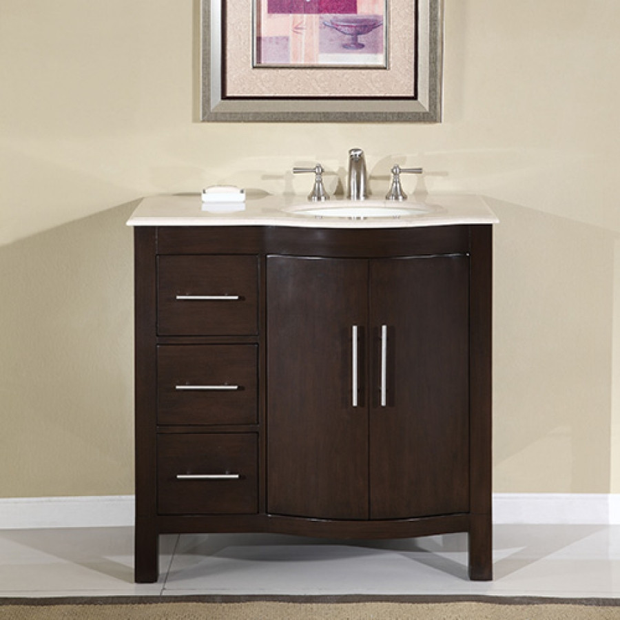 36 Bathroom Vanity With Sink
 36 Inch Modern Single Sink Bathroom Vanity with Marble