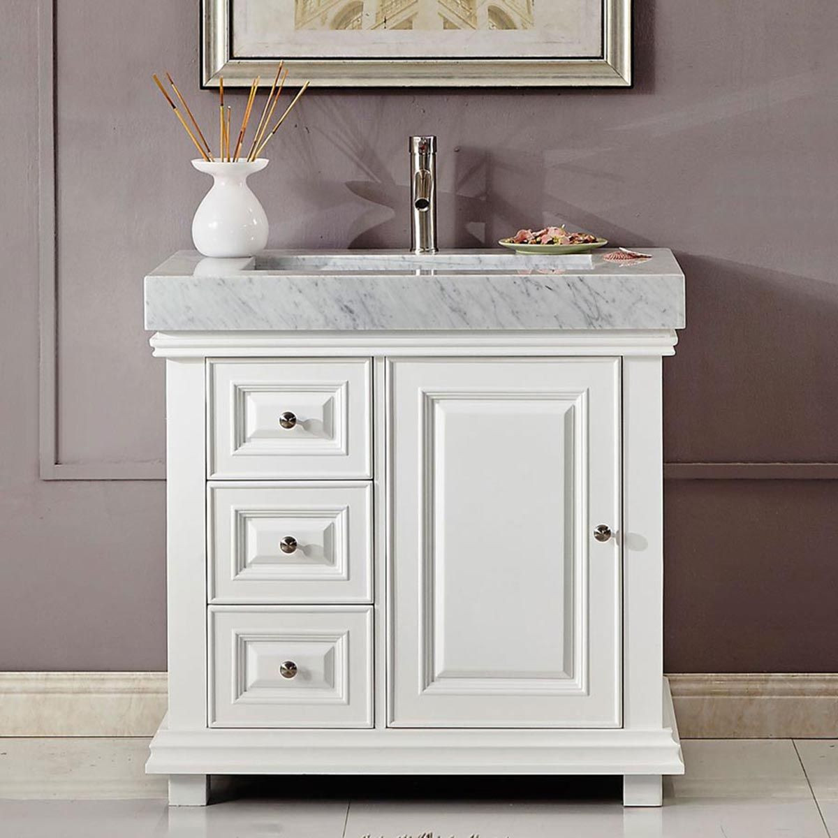 36 Bathroom Vanity With Sink
 36" Modern Single Bathroom Vanity White