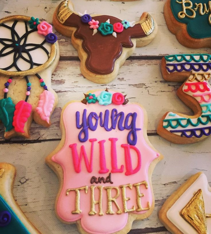 3Rd Birthday Gift Ideas
 Young wild and THREE boho chic cookies by Hayleycakes