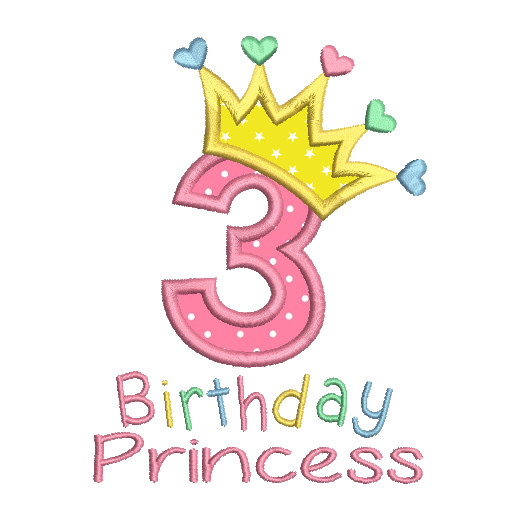 3rd Birthday Quotes
 3rd Birthday Princess Applique SA510 45