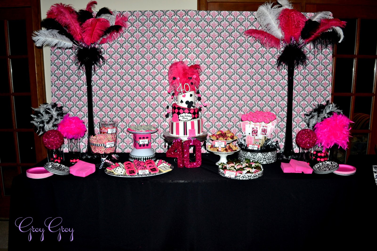 40th Birthday Decorations For Her
 GreyGrey Designs My Parties Hot Pink Glamorous Casino