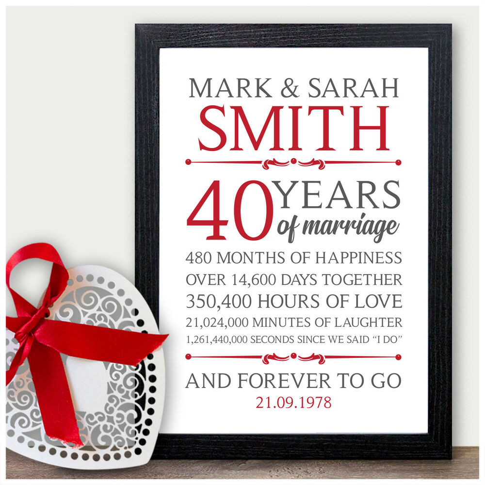 40th Wedding Anniversary Gifts
 40th Wedding Personalised Anniversary Gifts 40 Wedding