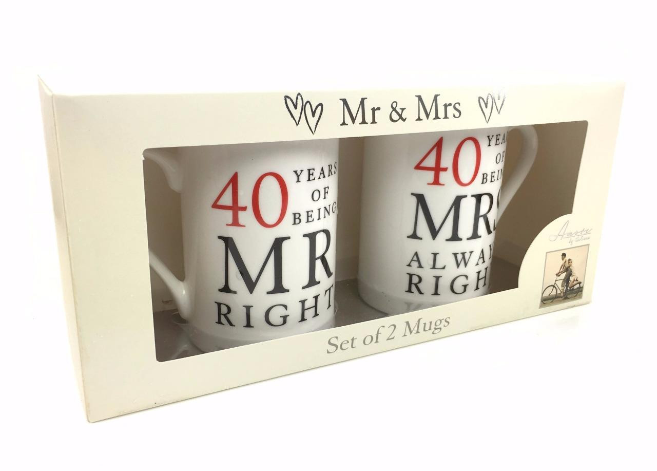 40th Wedding Anniversary Gifts
 40th Ruby Wedding Anniversary Gift Pair Mugs WG