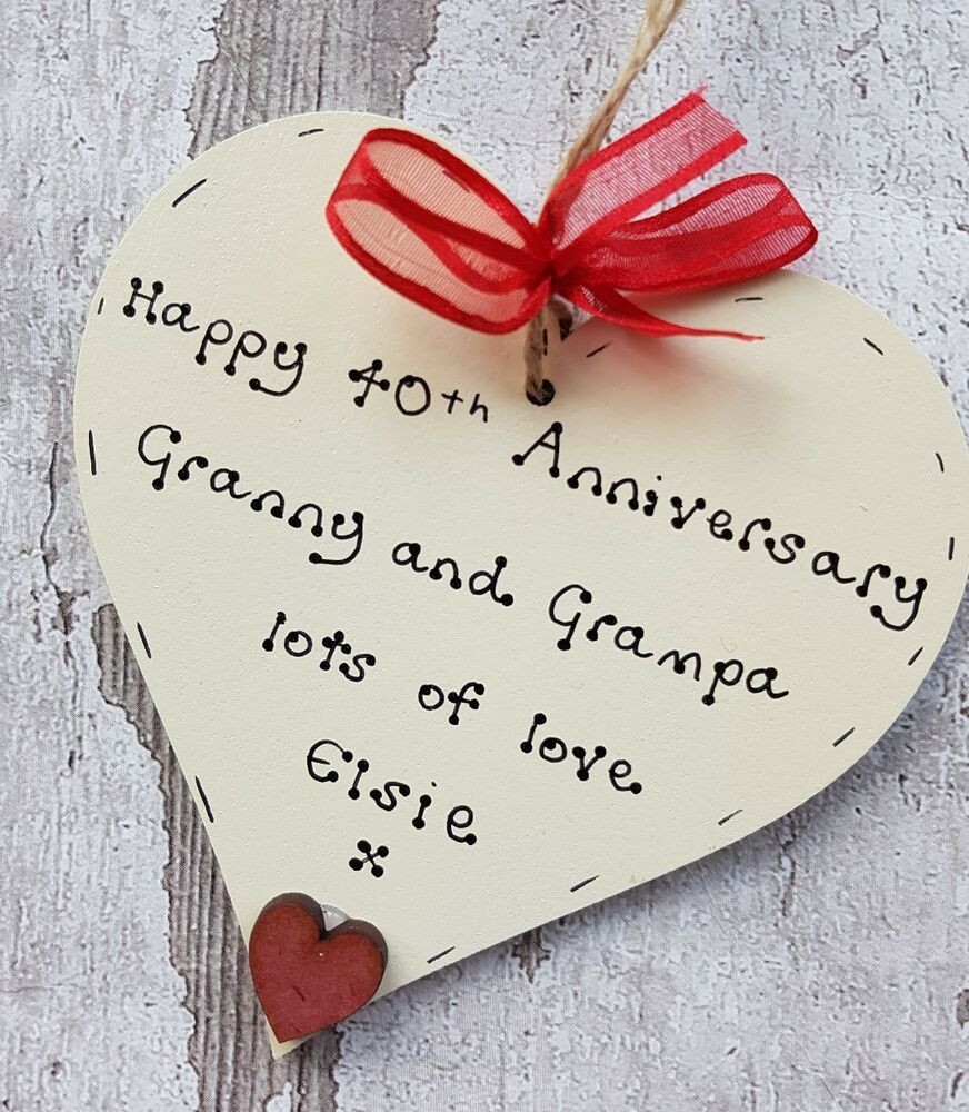 40th Wedding Anniversary Gifts
 personalised 40th ruby wedding anniversary wooden heart