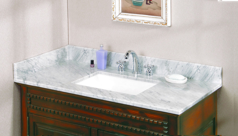 49 Bathroom Vanity Top
 Pedra Marble Vanity Top with UM Trough Bowl Carrara Marble