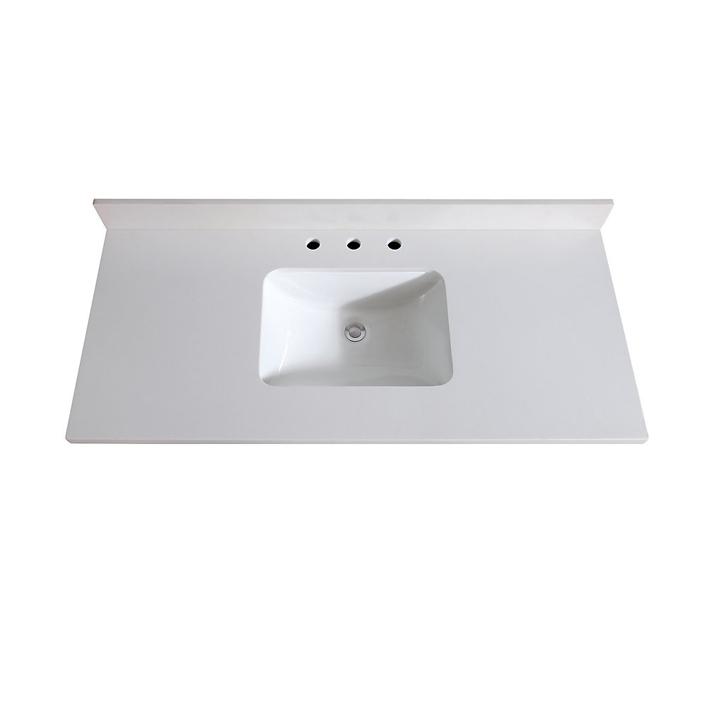 49 Bathroom Vanity Top
 Avanity 49 inch White Quartz Vanity Top with Rectangular