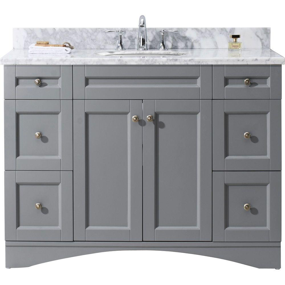 49 Bathroom Vanity Top
 Virtu USA Elise 49 in W Bath Vanity in Gray with Marble