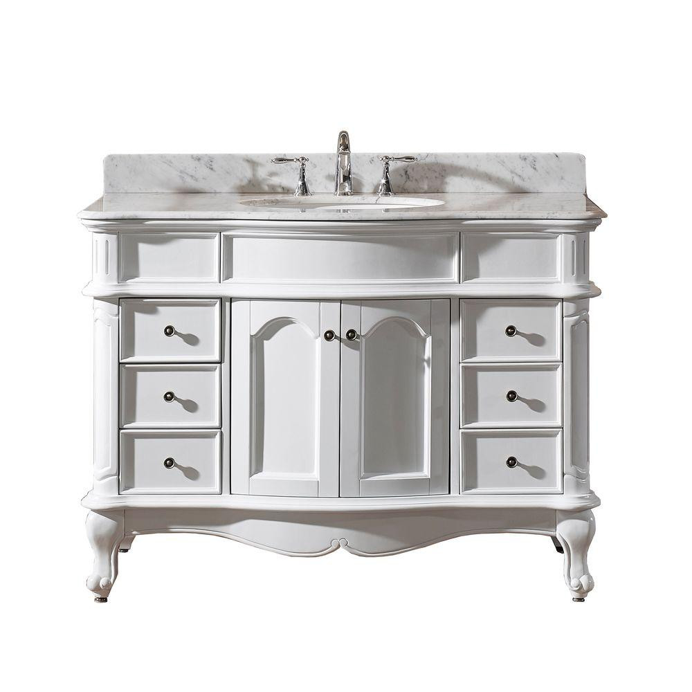 49 Bathroom Vanity Top
 Virtu USA Norhaven 49 in W Bath Vanity in White with