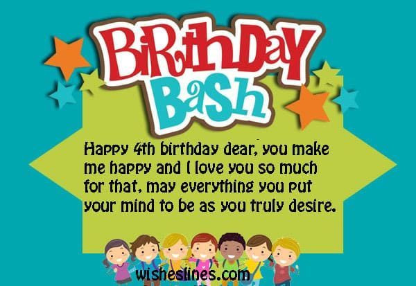 4Th Birthday Quotes
 Happy 4th birthday wishes quotes and messages wish your