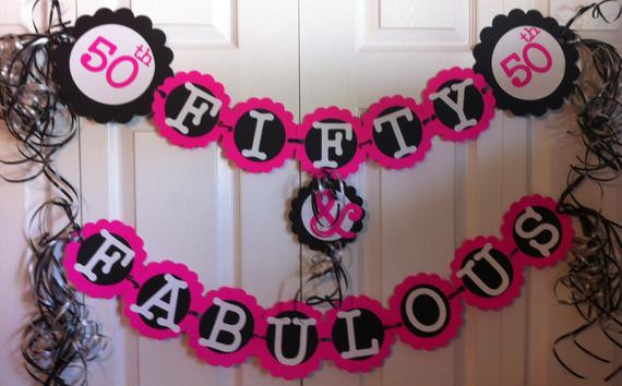 50 And Fabulous Birthday Decorations
 50th Birthday Decorations Party Banner Fifty & by FromBeths