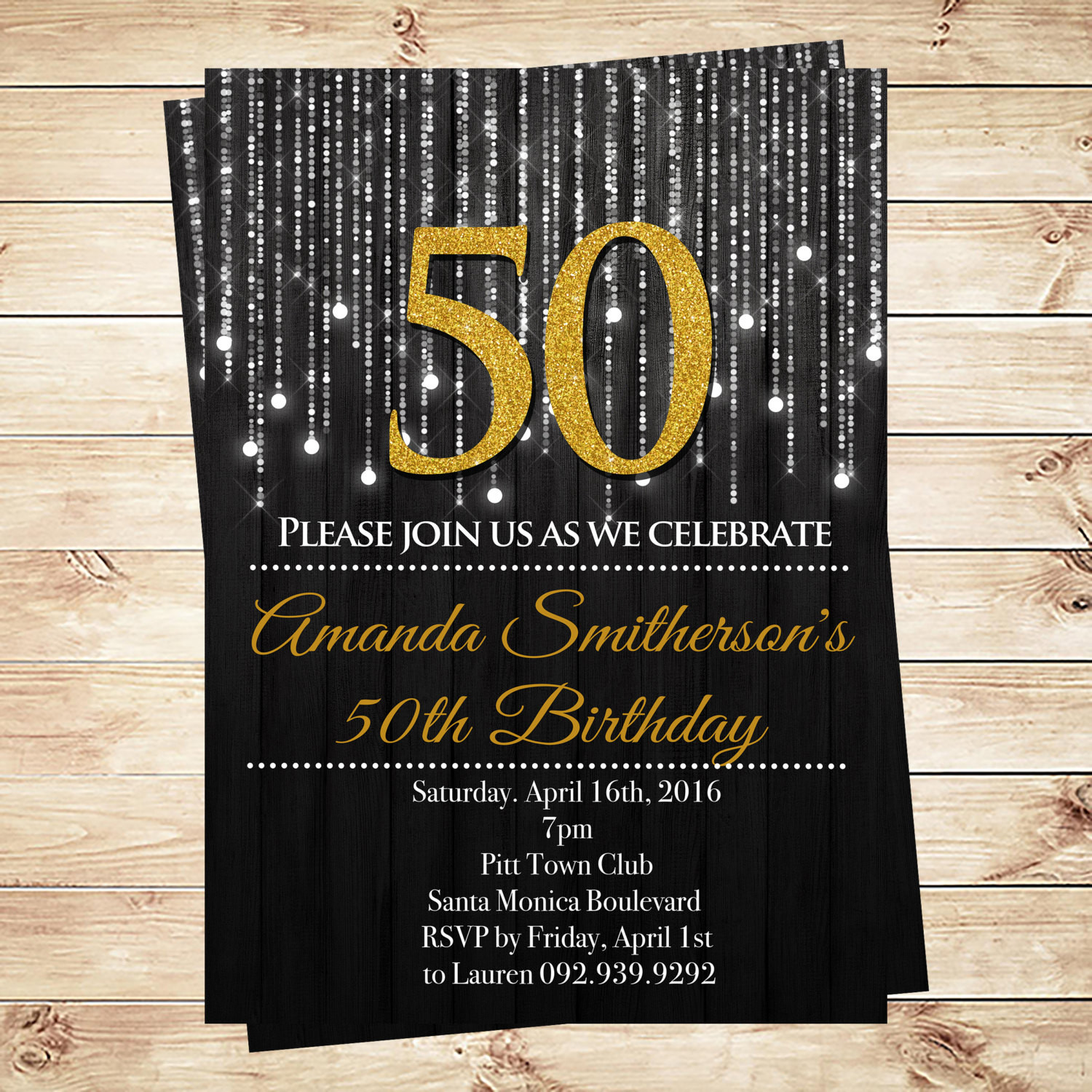 50 Birthday Party Invitations
 Gold And Black 50th Birthday Invitations and by