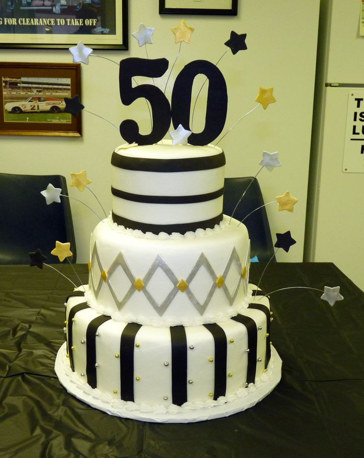 50th Birthday Cake Ideas For Him
 Black Silver And Gold 50Th Birthday