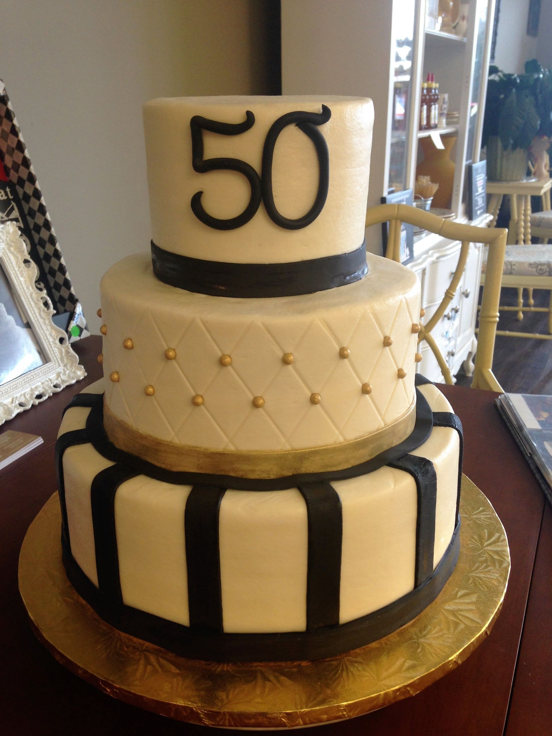50th Birthday Cake Ideas For Him
 Gold and Black 50th Birthday Cake