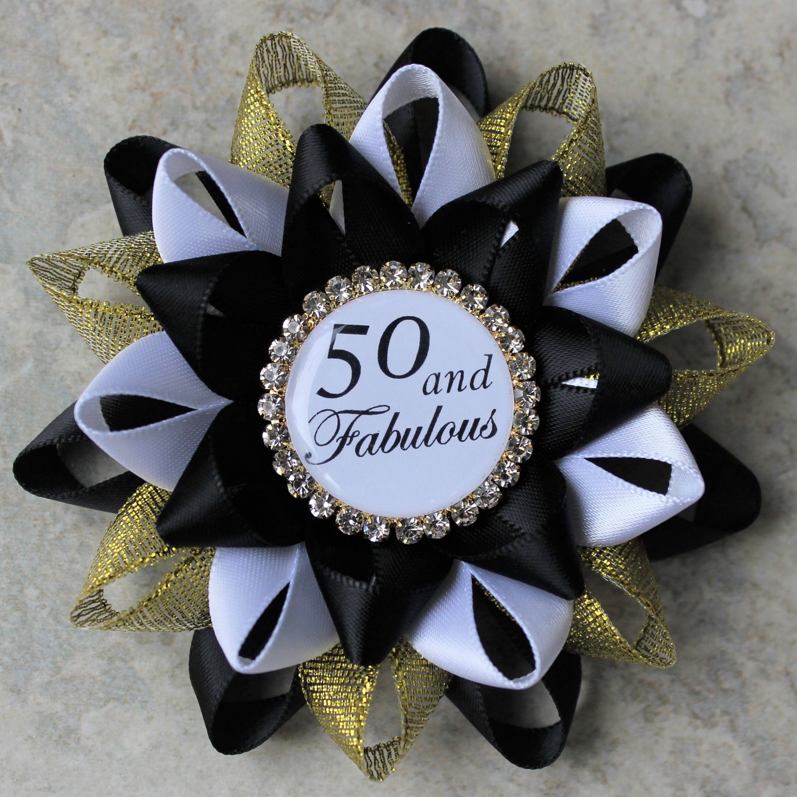 50th Birthday Decor
 50th Birthday Pin 50 and Fabulous Pin 50th Birthday Party