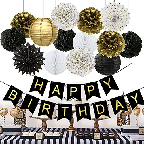 50th Birthday Decorations For Her
 Black & Gold 50th Birthday Party Decorations VCDiy