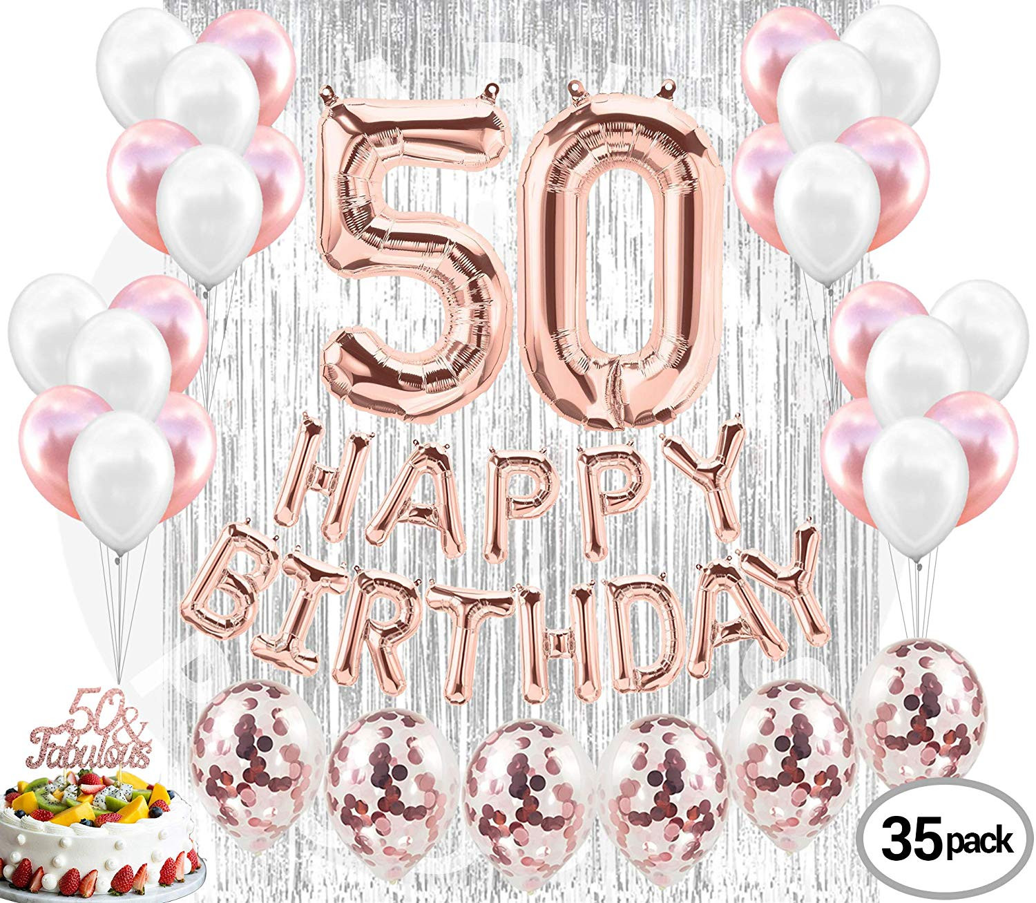 50th Birthday Decorations For Her
 Buy 50th Birthday Cake Topper With Glitter Gold Dress and