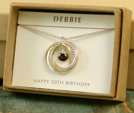 50th Birthday Gift Ideas For Her
 Garnet necklace for her 50th birthday t for bestfriend