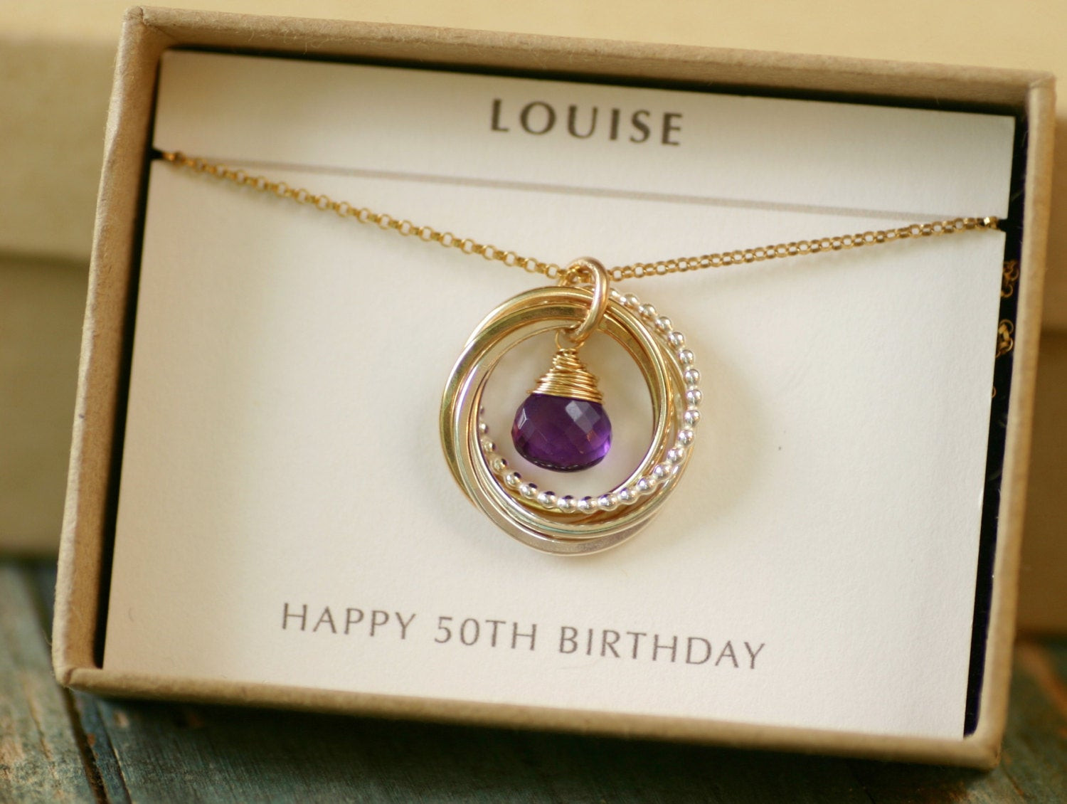 50th Birthday Gift Ideas For Her
 50th birthday t for her amethyst necklace by