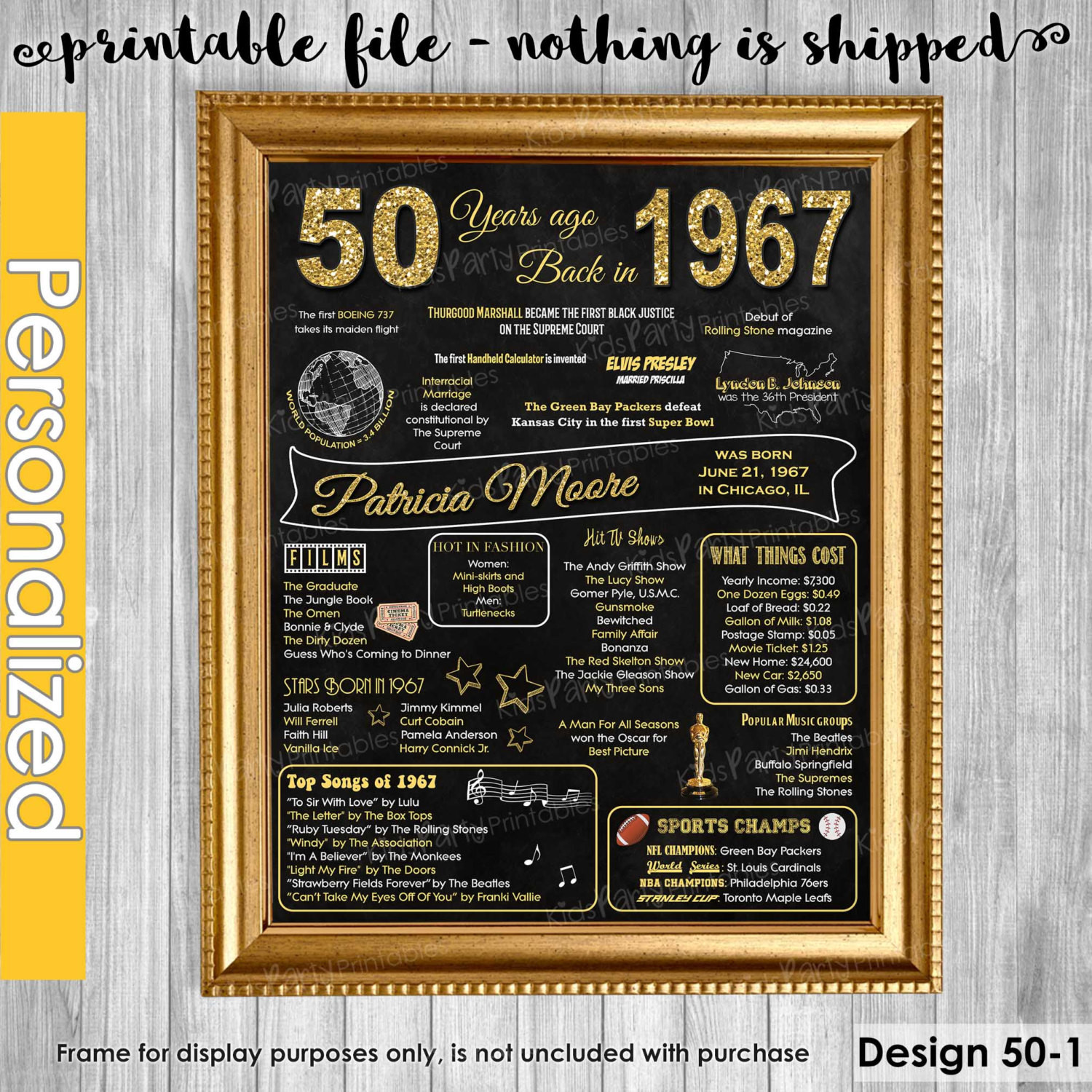 50Th Birthday Gift Ideas For Men
 50th Birthday Gift for Women 50th Birthday Chalkboard 50th