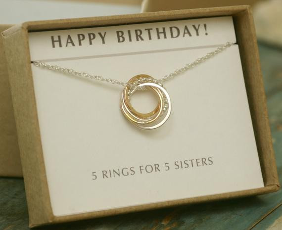 50Th Birthday Gift Ideas For Sister
 5 sister necklace 50th birthday t 5 interlocking circle