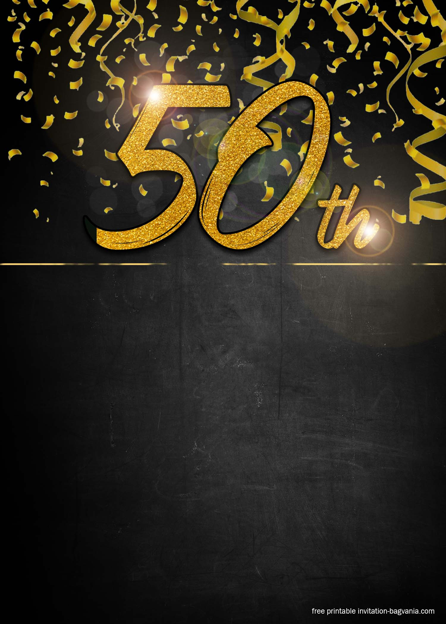 50th Birthday Invitation Template
 FREE 50th Golden Invitation Templates for Men – Printable