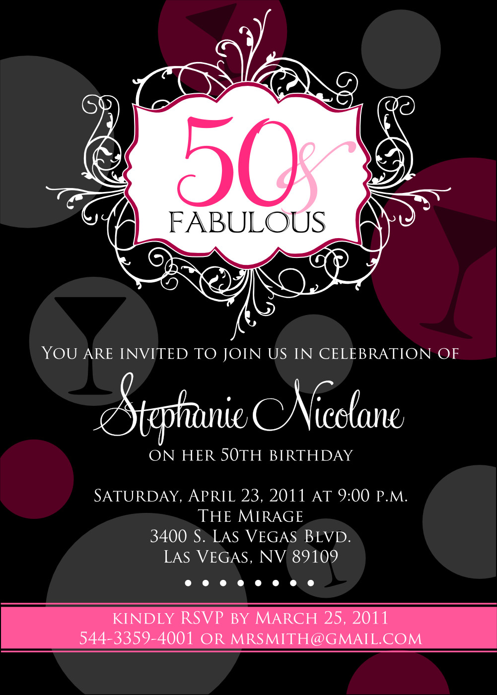 50th Birthday Invitation Template
 FREE Printable 50th Birthday Invitations for Women