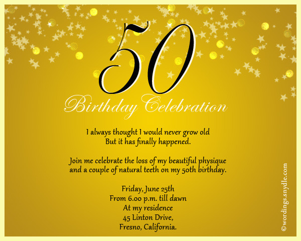 50th Birthday Invitation Wording
 50th Birthday Invitation Wording Samples – Wordings and