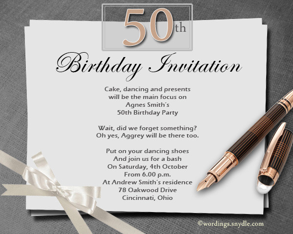 50th Birthday Invitation Wording
 50th Birthday Invitation Wording Samples Wordings and