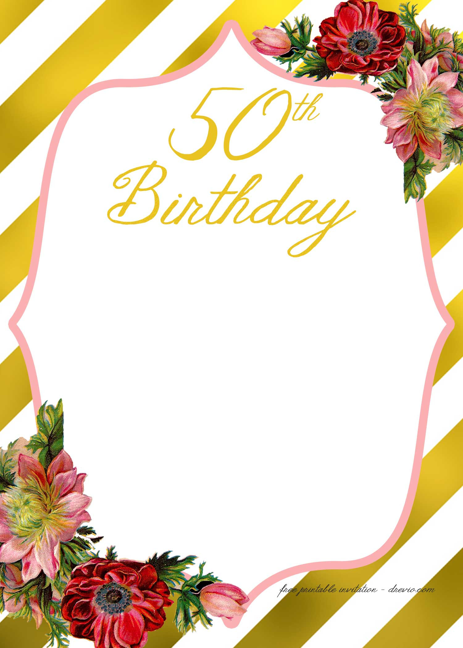 50th Birthday Invitations Templates
 Adult Birthday Invitations Template for 50th years old