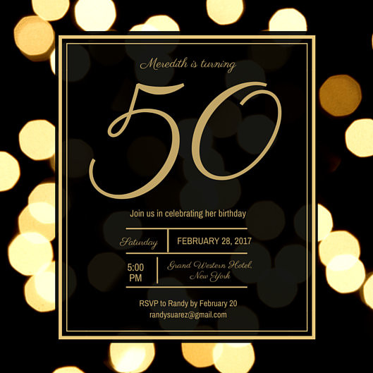 50th Birthday Invitations Templates
 Black and Gold Dotted Background 50th Birthday Invitation