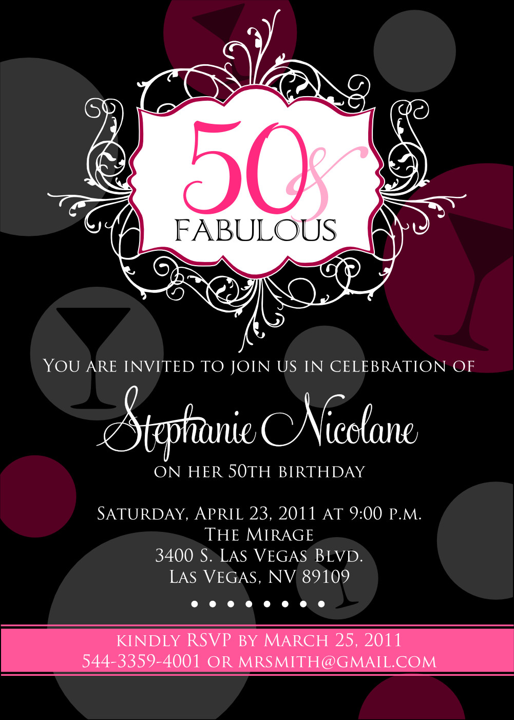 50th Birthday Invitations Templates
 FREE Printable 50th Birthday Invitations for Women