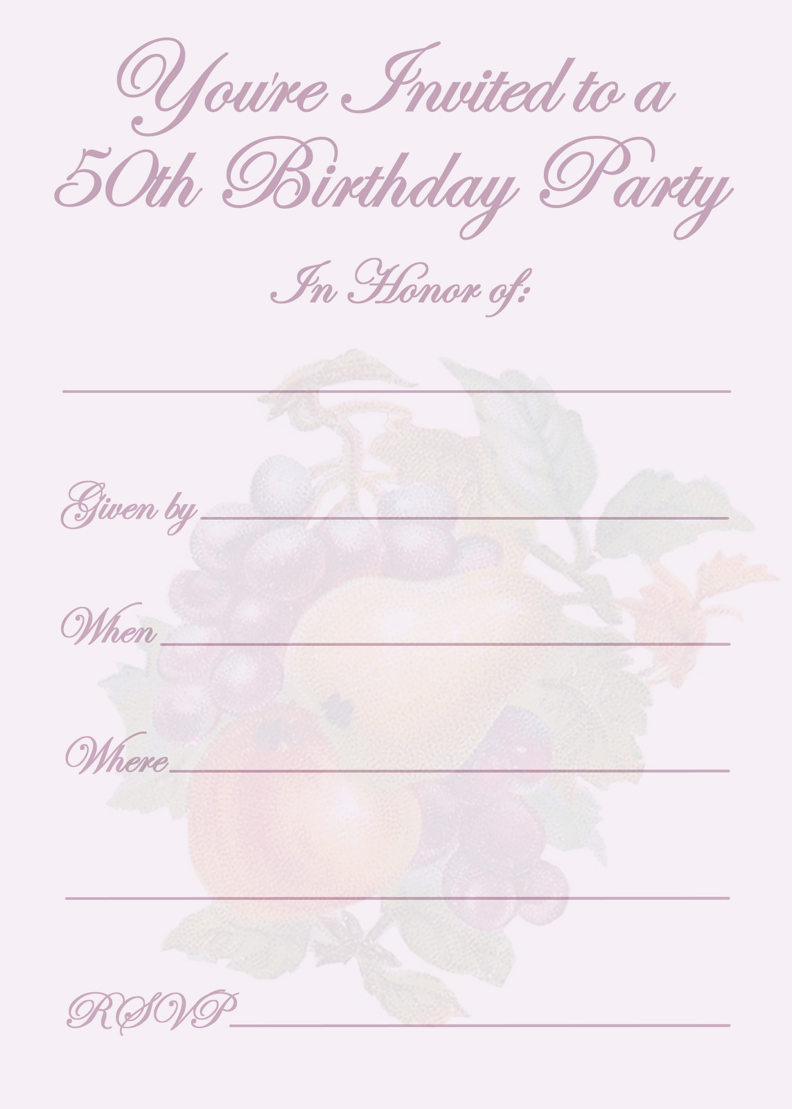 50th Birthday Invitations Templates
 FREE Printable 50th Birthday Party Invitation Templates