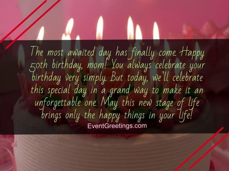 50Th Birthday Quotes For Mom
 70 Amazing 50th Birthday Wishes And Messages With Love