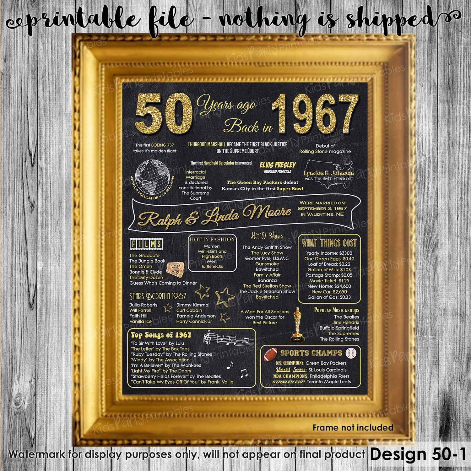 50th Wedding Anniversary Gift
 50th Anniversary Decoration 50th Anniversary Gifts for