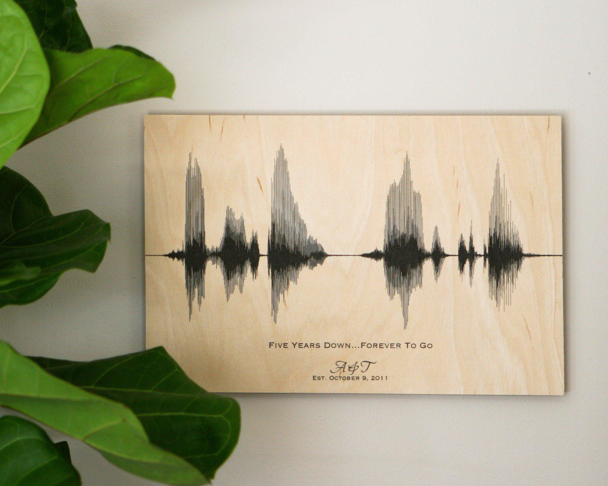 5th Wedding Anniversary Gift Ideas For Her
 5 Year Wedding Anniversary Gift Personalized Sound Wave