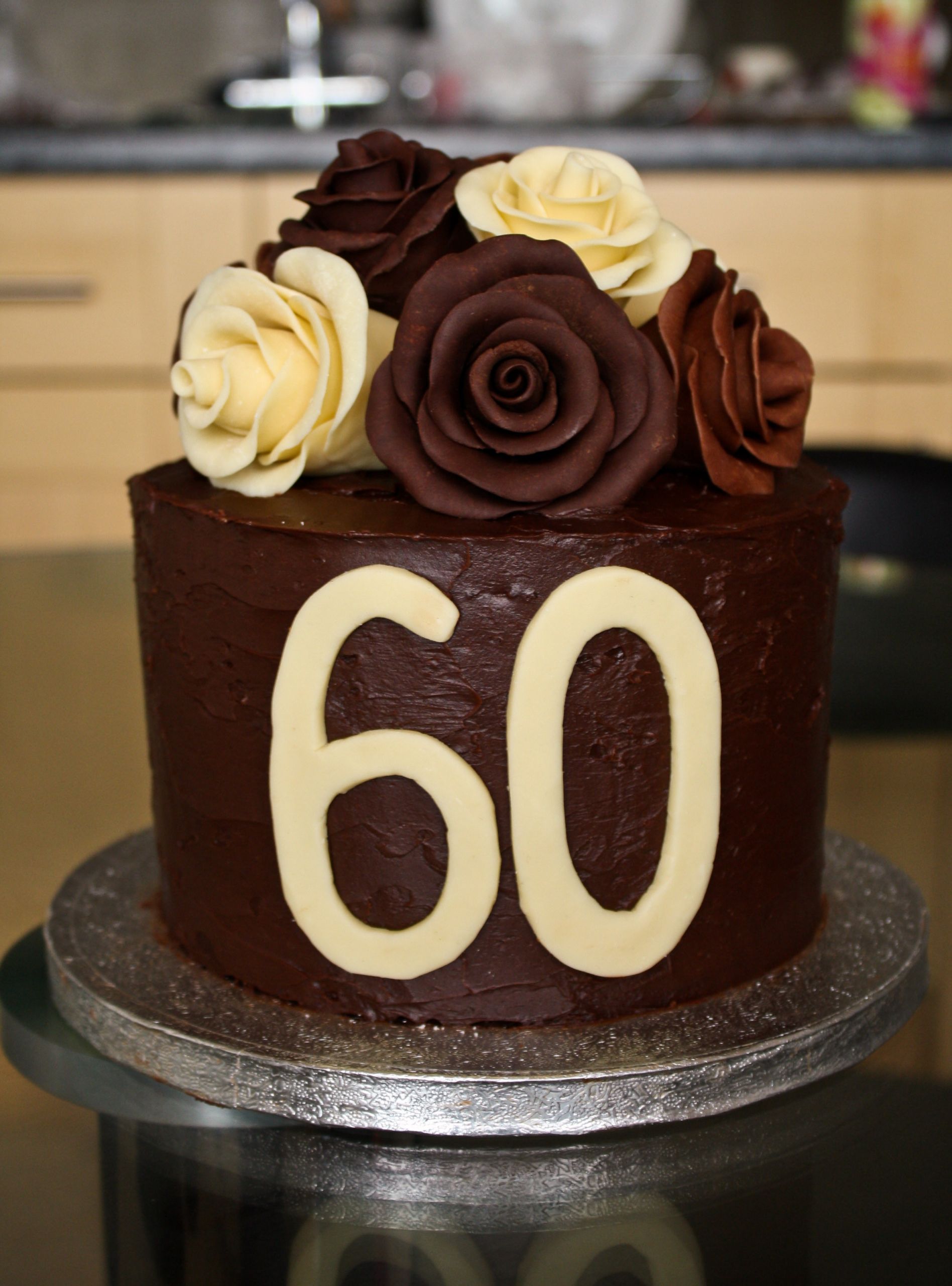 60th Birthday Cake Decorations
 Chocolate Roses Birthday Cake