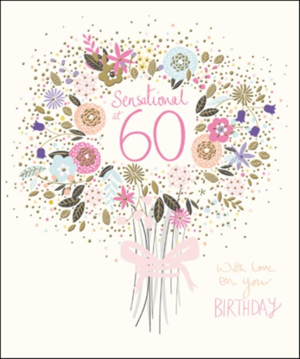 60th Birthday Cards
 Pretty Happy 60th Birthday Greeting Card