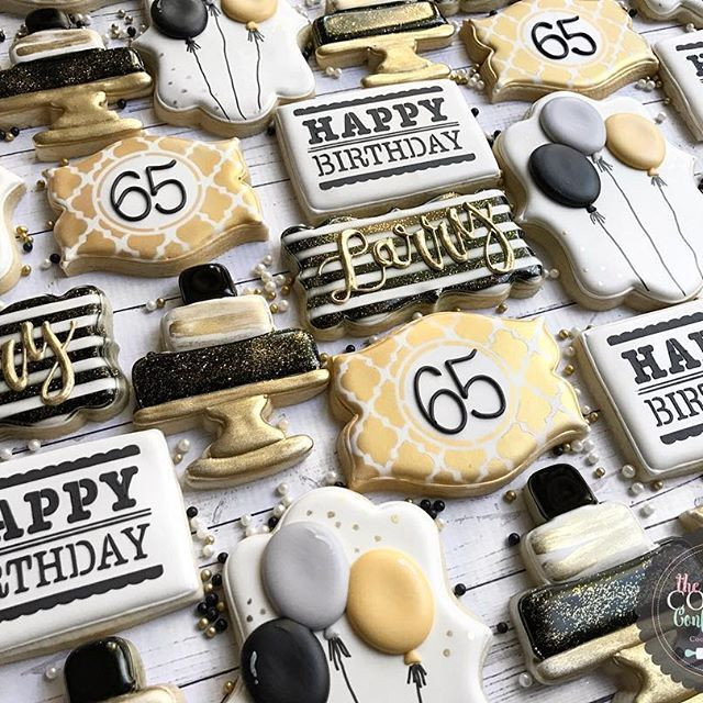 65th Birthday Decorations
 Happy 65th Birthday Party Cookies Thank you to Chelsea at