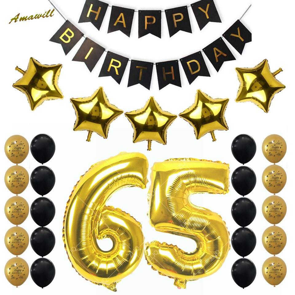 65th Birthday Decorations
 Amawill 65th Birthday Party Decoration Kit Happy Birthday