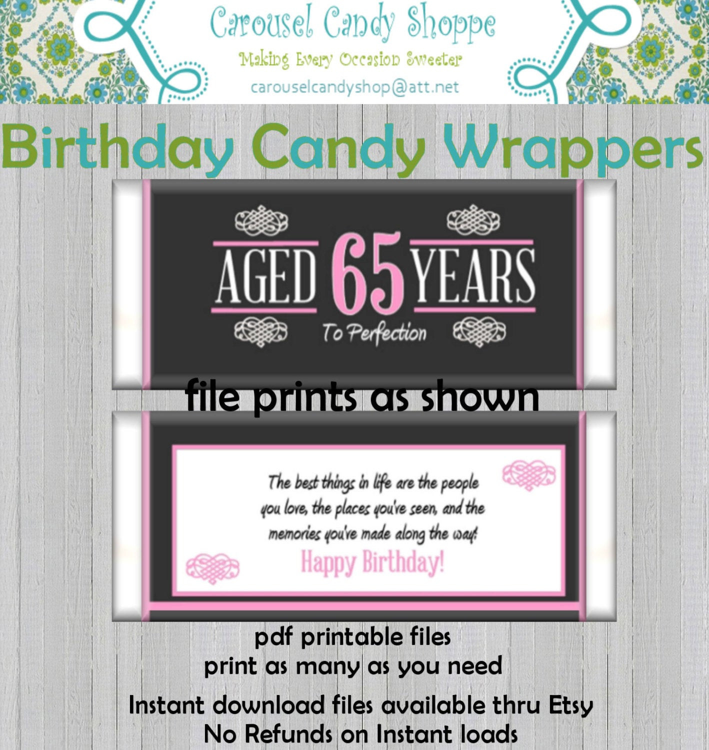 65th Birthday Decorations
 65th Birthday Party Favors Hershey s Candy Bar Wrappers