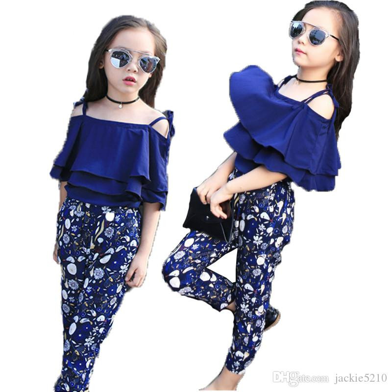70'S Fashion For Kids/Girls
 2019 2018 Girls Set Clothes Kids Fashion Top Pant Two