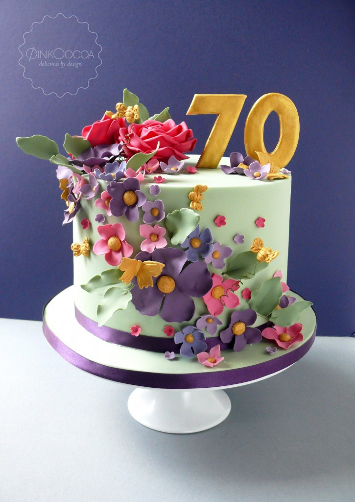 70th Birthday Cake
 70th Floral Birthday Cake Pink Cocoa