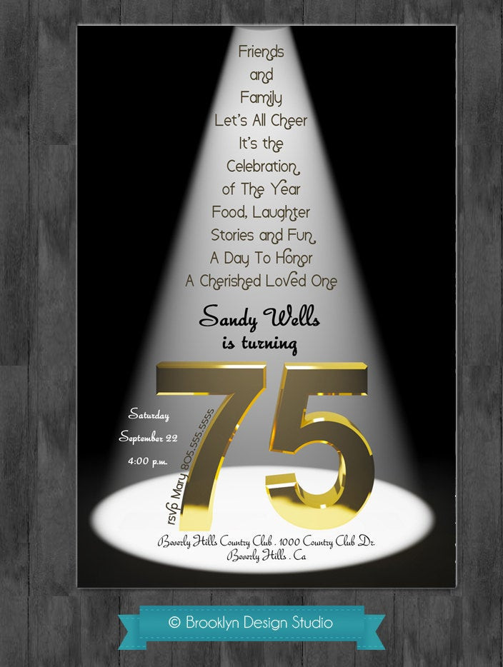 75Th Birthday Gift Ideas For A Man
 75th Birthday Bash Custom Designed by BrooklynDesignStudio